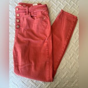 Old Navy Rockstar pants super skinny high rise size 12 in coral with button fly
